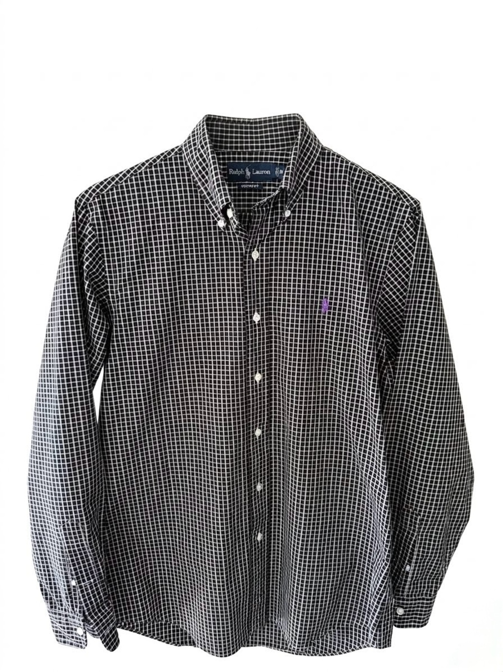 Ralph Lauren Polo Black & White Windowpane Button-Down Shirt M Preppy Academia - Picture 5 of 10